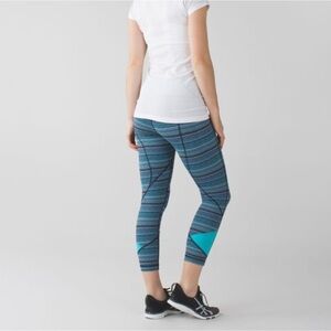 Lululemon Pace Rival Cropped Leggings Turquoise and Black size 2